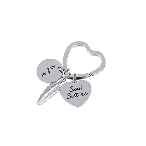Book Cover Soul Sisters Keychain,JINGRAYS Stainless Steel Best Friends Keychain Friendship Gift