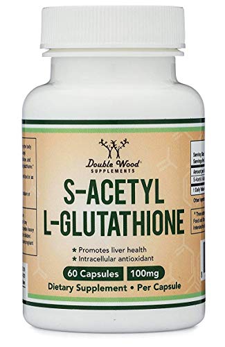 Book Cover S-Acetyl L-Glutathione Capsules - 100mg, Made and Tested in The USA, 60 Count (Acetylated Glutathione) by Double Wood Supplements