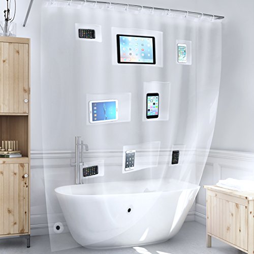 Book Cover Better Than Bubbles Tech Friendly Clear Shower Curtain Liner with Pockets - for iPad, iPhone, Android, etc.