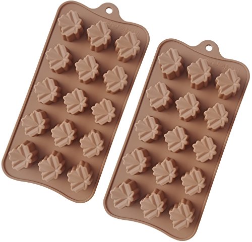 Book Cover TYH Supplies Set of 2 Maple Leaf Silicone Candy Mold Trays for Chocolate Gummies Ice Soap Butter Brownies Cupcake