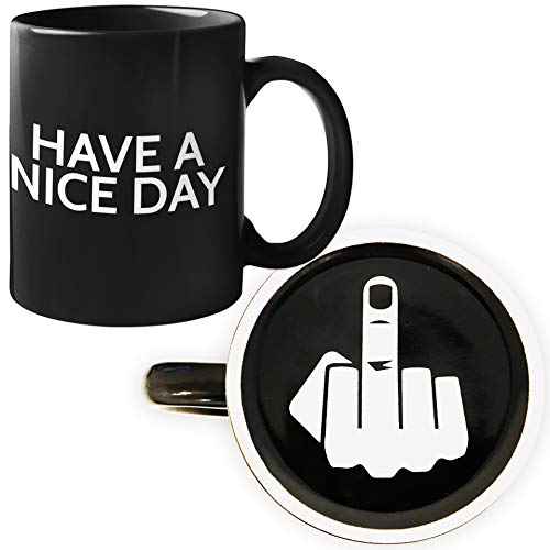 Book Cover Funny Coffee Mug for Men and Women - Have A Nice Day Coffee Mug Middle Finger Bottom | Novelty Coffee Mugs - Flip Off Funny Mugs | Cool Mugs, Fun Mugs, Hilarious Coffee Mugs, Funny Coffee Cups