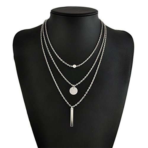 Book Cover VWH Clavicle Necklace Short Necklace Pendant Necklace Charming Sequin Thin Chain for Women (sliver)