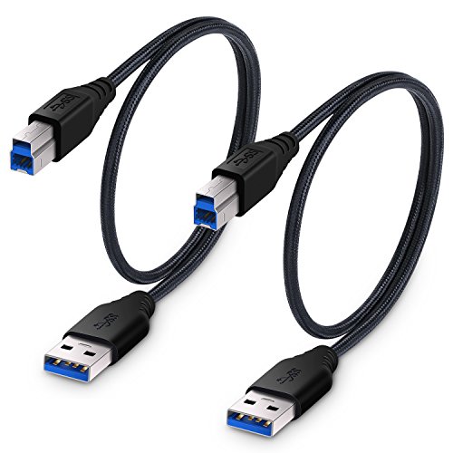 Book Cover Besgoods 2-Pack 1.5ft/50cm Braided USB 3.0 Cable - A-Male to B-Male Short Cable - Black