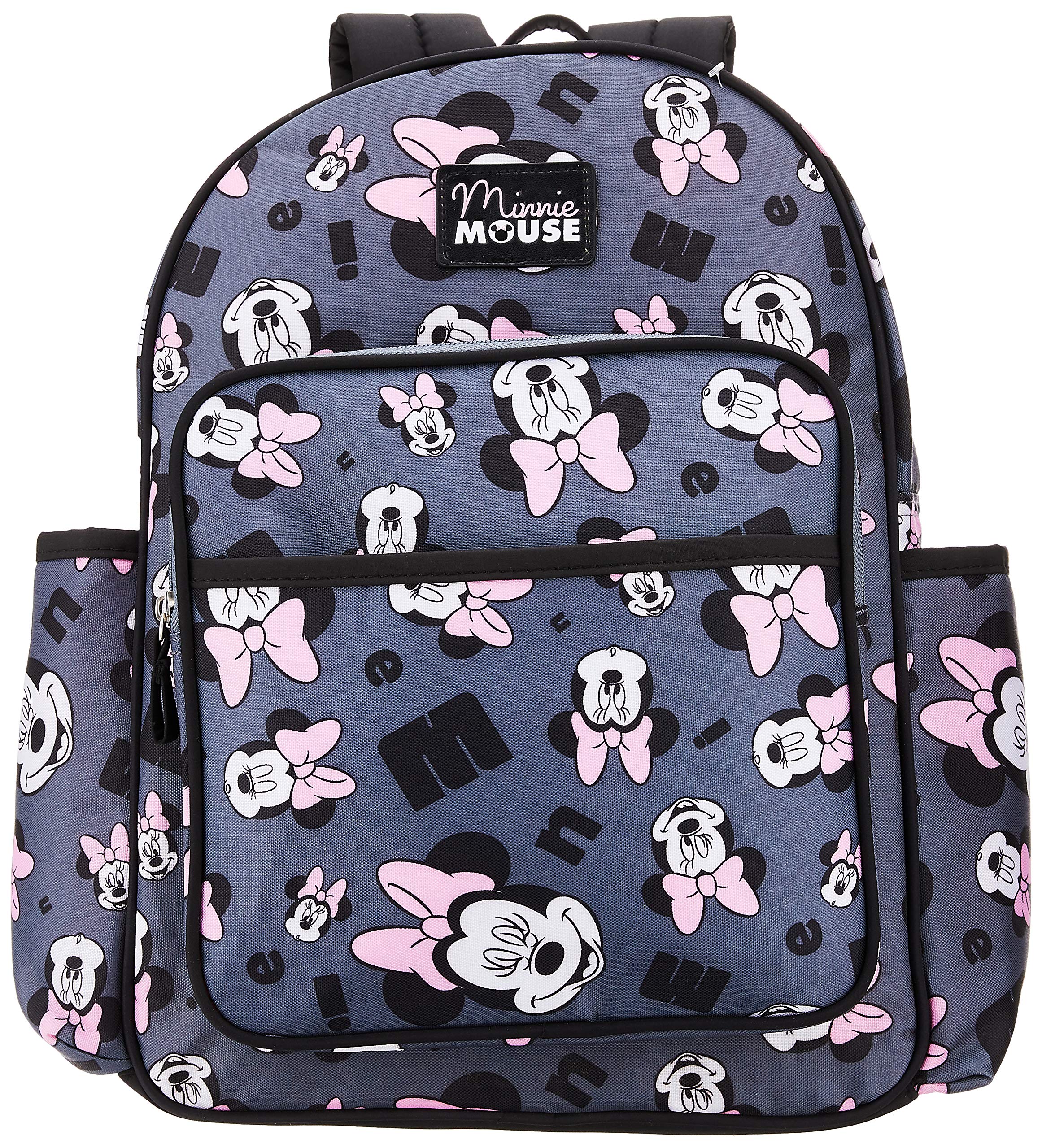 Book Cover Disney Minnie Mouse Toss Head Print Backpack Diaper Bag, Grey