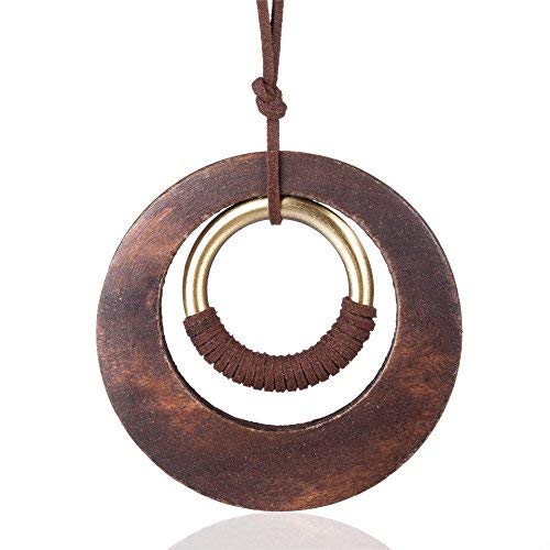 Book Cover Coostuff Handmade Big Wood Pendant Vintage Necklace for Women Jewelry Necklaces