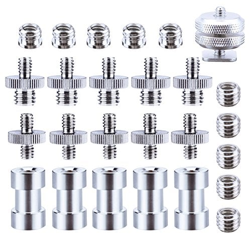 Book Cover Sunmns 27 Pieces 1/4 Inch and 3/8 Inch Converter Female Male Threaded Screws Adapter Mount Set for Camera/Tripod/Monopod/Ballhead/Light Stand/Shoulder Rig