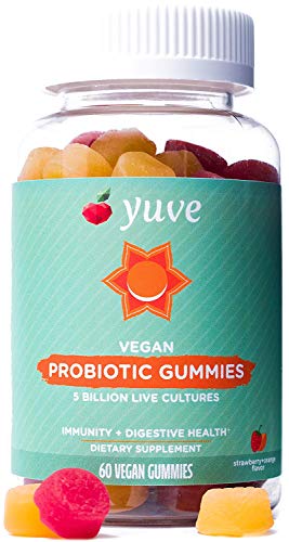 Book Cover Yuve Vegan Probiotic Sugar-Free Gummies - 5 Billion CFU - Promotes Digestive Health & Immunity - Helps with Constipation, Bloating, Detox, Leaky Gut & Gas Relief - Natural, Non-GMO, Gluten-Free - 60ct