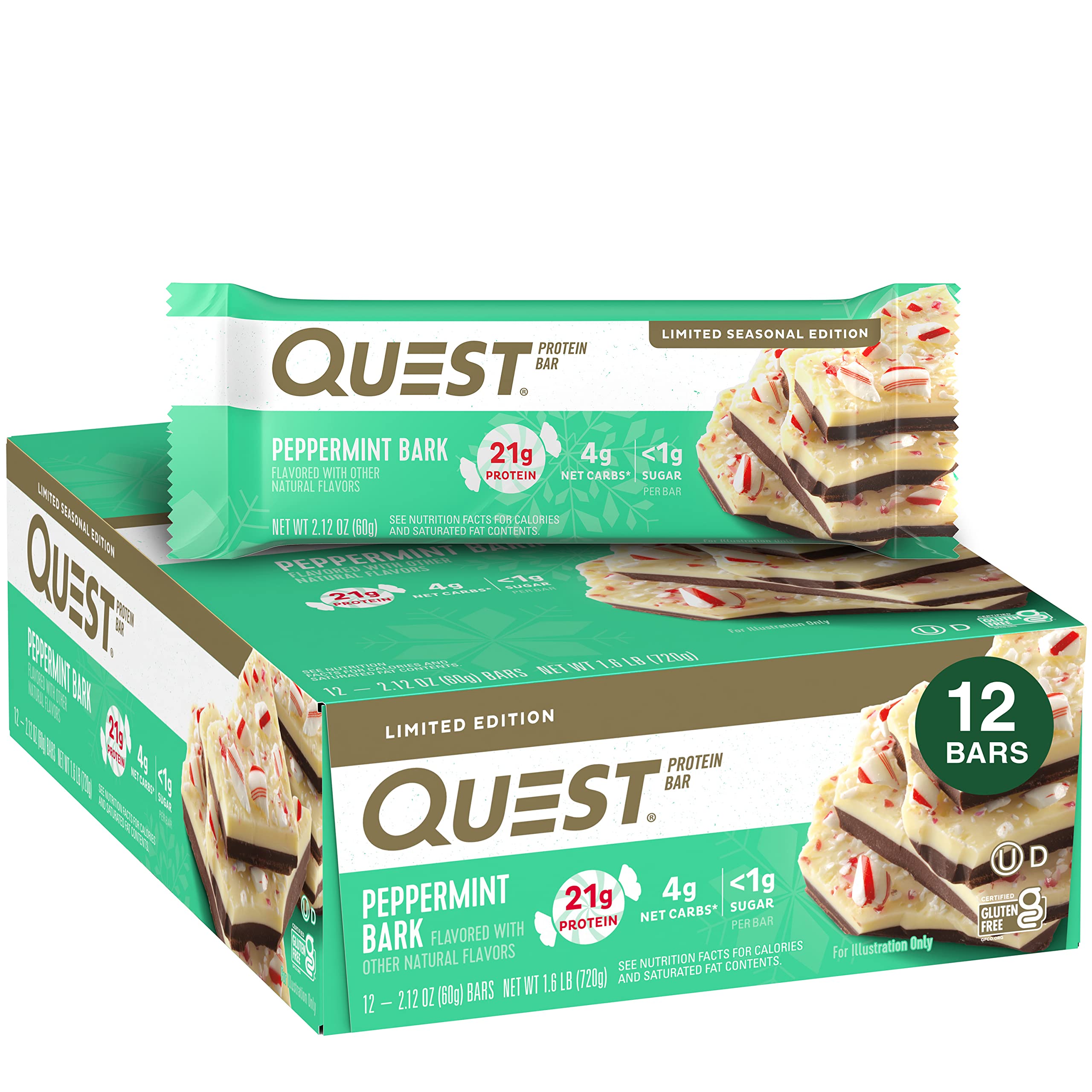 Book Cover Quest Nutrition Protein Bar, Peppermint Bark, 12 Count