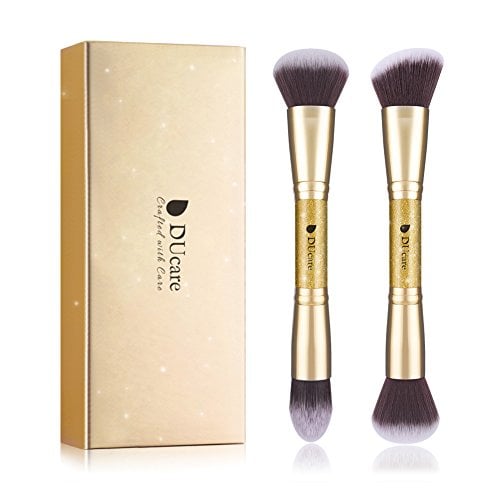 Book Cover DUcare Makeup Brushes Duo End Foundation Powder Buffer and Contour Brush Synthetic Cosmetic Tools 2Pcs