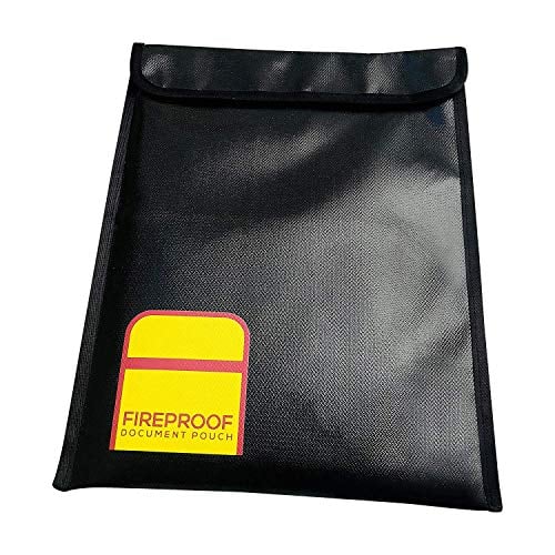 Book Cover Fireproof Document Bag Fireproof Waterproof Storage Pouch Silicone Coated Non-Itchy Document pouch Fire Safe Portable Storage For Valuables and Documents