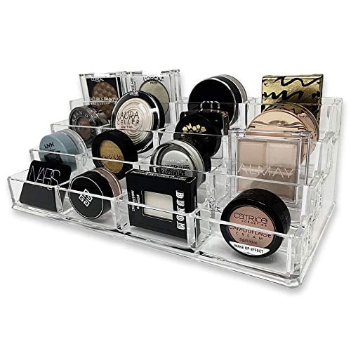 Book Cover byAlegory Tiered Eyeshadow Makeup Organizer | 16 Space Cosmetic Storage, 4 Tiers (CLEAR)