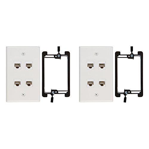 Book Cover Buyer's Point 1 Port Cat6 Wall Plate, Female-Female White with Single Gang Low Voltage Mounting Bracket Device (2, 1 Port)