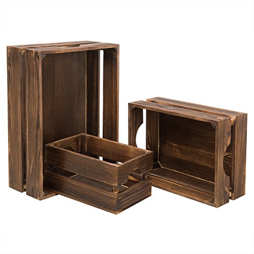 Book Cover MyGift 16 x 12 Inch Nesting Rustic Brown Wood Storage & Accent Crates, Set of 3