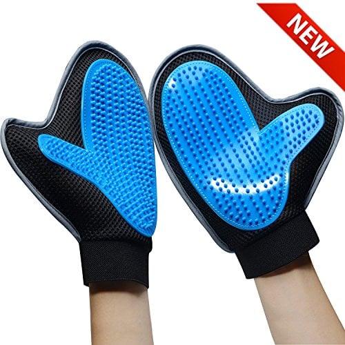 Book Cover Bonve Pet Dog Grooming Glove - Efficient Pet Deshedding Brush Glove Best Hair Remover for Long Short Hair Dogs Cats blue ...