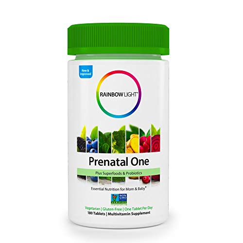 Book Cover Rainbow Light Prenatal One Non-GMO Project Verified Multivitamin Plus Superfoods & Probiotics - 180 Tablets