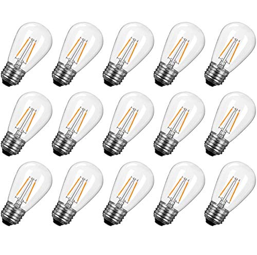 Book Cover Brightown Shatterproof LED S14 Replacement Light Bulbs-E26 E27 Medium Screw Base Edison Bulbs Equivalent to 11 W, Fits for Commercial Outdoor Patio Garden Vintage Lights, 15-Pack, Warm White