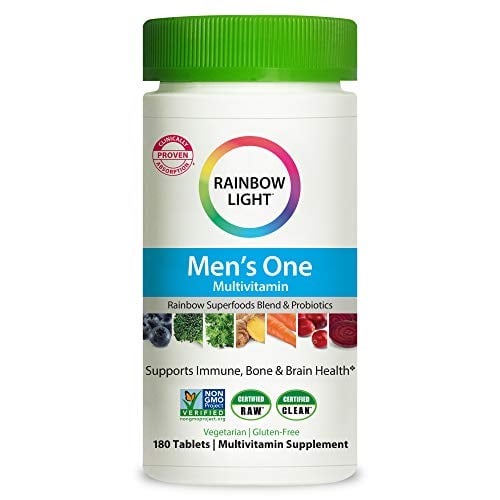 Book Cover Rainbow Light Men's One Multivitamin Supplement Netcount (180 Tablets),, 180Count