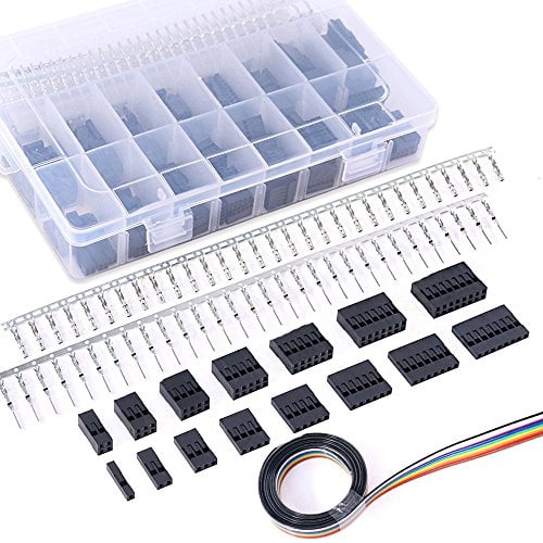 Book Cover Glarks 700Pcs 2.54mm 1/2/3/4/5/6/7/8 Plug Connector Housing and Male/Female Pin Connector with 10 Wire Rainbow Color Flat Ribbon IDC Wire Cable Compatible with Dupont Connector Assortment Kit
