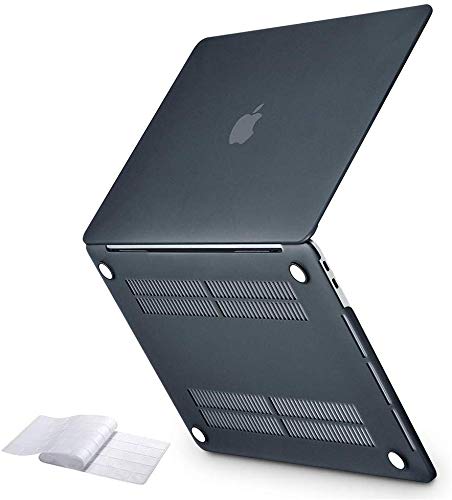 Book Cover KECC Compatible with MacBook Pro 13 inch Case 2019-2016 with Touch Bar A2159 A1989 A1706 A1708 Protective Plastic Hard Shell + Keyboard Cover (Black Leather)