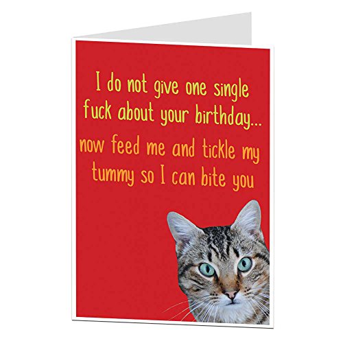 Book Cover Funny Birthday Card Cat Pet Theme Rude Offensive Perfect For Owner Lover Men & Women