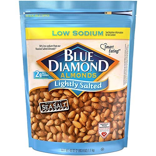 Book Cover Blue Diamond Almonds Low Sodium Lightly Salted Snack Nuts, 40 Oz Resealable Bag (Pack of 1)