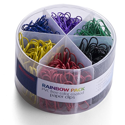 Book Cover Officemate PVC Free Color Coated Paper Clips, 450 Per Tub Office Paper Clamp (97229)