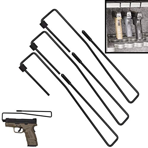 Book Cover Hold Up Displays Pistol Hanger Gun Safe Shelf or Bookshelf Mounted Handgun Storage, HD84 Black (3 Pack)