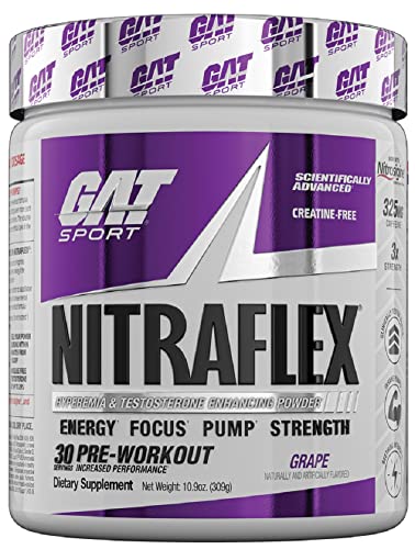 Book Cover GAT Sport, Nitraflex Advanced Pre-Workout Powder, Increases Blood Flow, Boosts Strength and Energy, Improves Exercise Performance, Creatine-Free (Grape, 30 Servings)