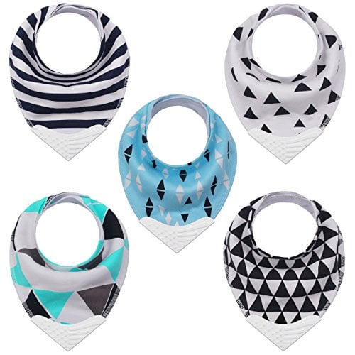 Book Cover Teething Bibs Baby Bibs Bandana Drool Bib with BPA-Free Silicone Teether for Boys & Girls, Babies & Toddlers by Giftty (5-Pack)