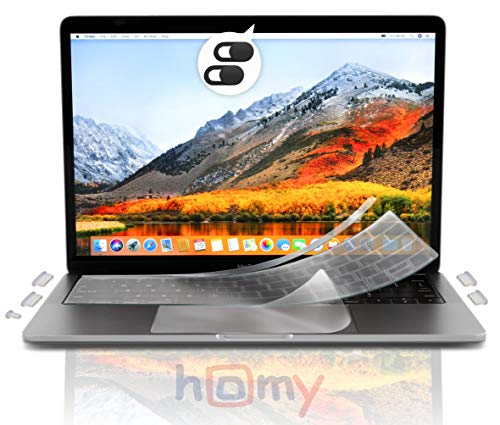 Book Cover Homy Full Protection Kit for MacBook Pro 13 inch 2016-2019: Ultra-Thin TPU Keyboard Cover, TrackPad Cover, Touch Bar Protector, Anti-Spy Webcam Sliding Cover, Dust Plugs for A1706 A1989 A2159 A1708.