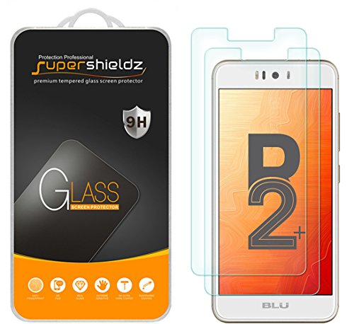 Book Cover (2 Pack) Supershieldz Designed for BLU (R2 Plus) Tempered Glass Screen Protector, Anti Scratch, Bubble Free
