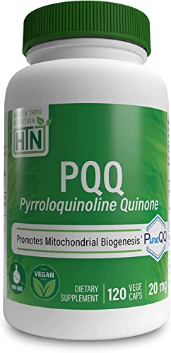 Book Cover Health Thru Nutrition PQQ 20mg Pyrroloquinoline Quinone as PureQQ | Vegan Certified, Non-GMO Gluten Free | Promotes Mitochondrial Biogenesis (Pack of 120)