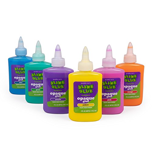 Book Cover Maddie Rae's Slime Making Opaque Glue - (6) 4oz Bottles in Six Colors, Immediate Shipping - Non Toxic, School Grade Formula, Perfect for Slime Making Kit Supplies, Crafts