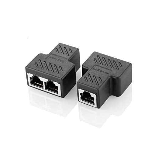 Book Cover RJ45 Splitter Connectors Adapter 1 to 2 Ethernet Splitter Coupler Double Socket HUB Interface Contact Modular Plug Connect Network LAN Internet Cat5 Cat6 Cable 2 Pack (CAN'T RUN BOTH AT THE SAME TIME)