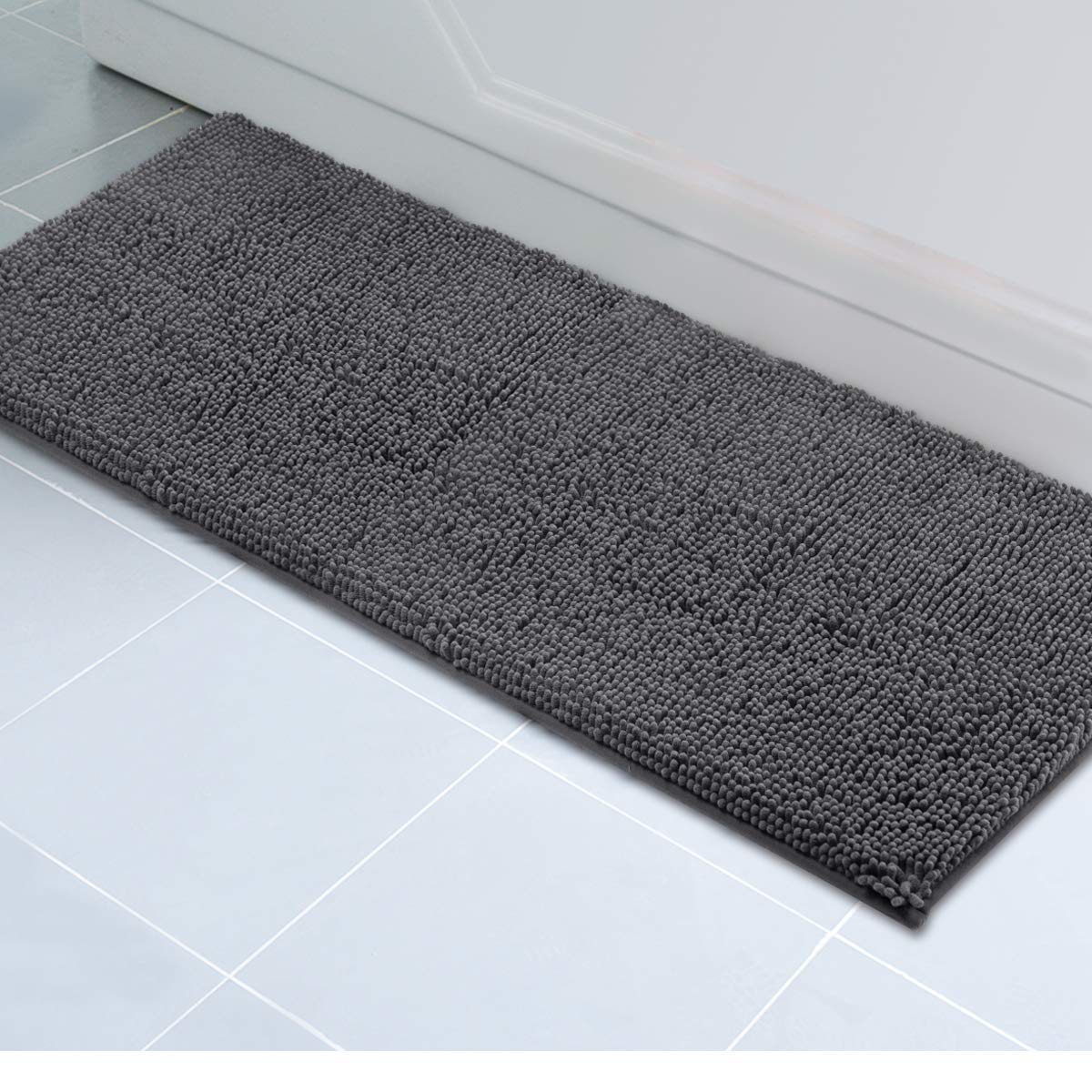 Book Cover ITSOFT Plush Microfiber Long Runner - Non Slip Soft Bathroom Rug, Absorbent Machine Washable Chenille Bath Mat | Quick Dry Carpet, Great for Bath, Shower, Bedroom, or Door Mat (Charcoal Gray, 59x21) 59 x 21 Inch Charcoal Gray