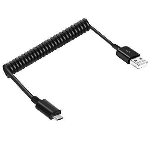 Book Cover MXTECHNIC USB 2.0 Expansion Spring Coiled Cable 4inch(in) Standard Spiral Flexible Active Extension Usb 2.0 Type A Male to Micro B Male Processors for Printers, Cameras, Mouse