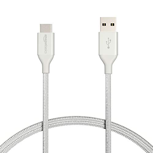 Book Cover AmazonBasics Double Braided Nylon USB Type-C to Type-A 2.0 Male Cable | 0.9 m, Silver