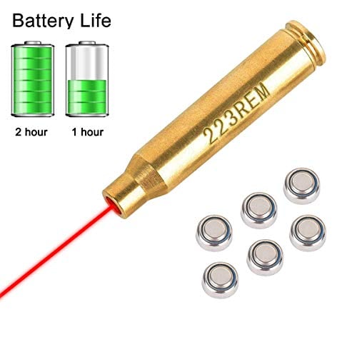 Book Cover Laser Bore Sight Cal Red Dot Boresighter 223 5.56mm Laser Sight Rem Gauge with 6 Batteries