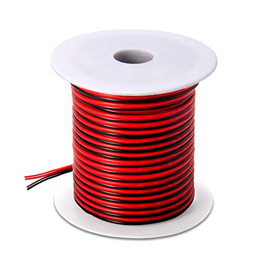 Book Cover 100FT 18 AWG Gauge Electrical Wire, DC 12V Hookup Red Black Copper Stranded Auto 2 Cord, Flexible Extension Cable with Spool for LED Ribbon Lamp Light or Low Voltage Products by MILAPEAK