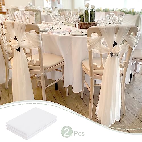 Book Cover White Chiffon Table Runner 2 Packs 27x120 Inches Romantic Rustic Wedding Table Runner 10ft Long Table Runners for Bridal Shower Decorations