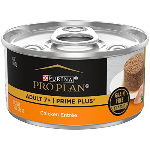 Book Cover Purina Pro Plan Grain Free Senior Wet Cat Food Pate, SENIOR Adult 7+ Prime Plus Chicken Entree - (24) 3 oz. Pull-Top Cans
