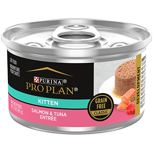 Book Cover Purina Pro Plan Grain Free, Pate, High Protein Wet Kitten Food, DEVELOPMENT Salmon & Tuna Entree - (24) 3 oz. Pull-Top Cans