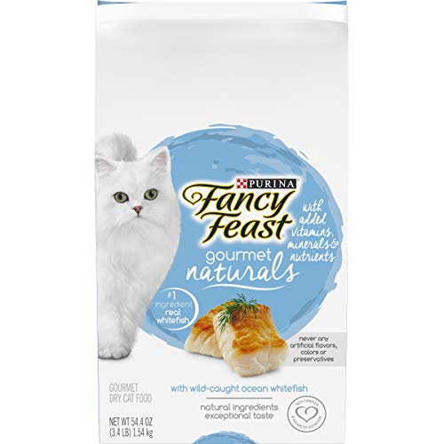 Book Cover Purina Fancy Feast Natural Dry Cat Food, Gourmet Naturals With Wild Caught Ocean Whitefish - 3.4 lb. Bag
