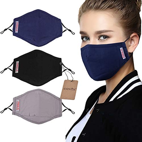 Book Cover Dust Mask, 3 Pack Anti Dust Pollution Mask with 6 Pcs Activated Carbon Filter Insert Washable Cotton Mouth Mask with Adjustable Straps
