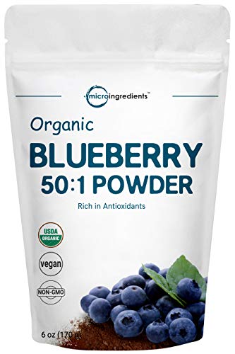 Book Cover Sustainably Canada Grown, Organic Blueberry Extract 50:1 Concentrate Powder, 6 Ounce, Natural Flavor for Beverage, Smoothie, Baking and Cookies, No GMOs and Vegan Friendly