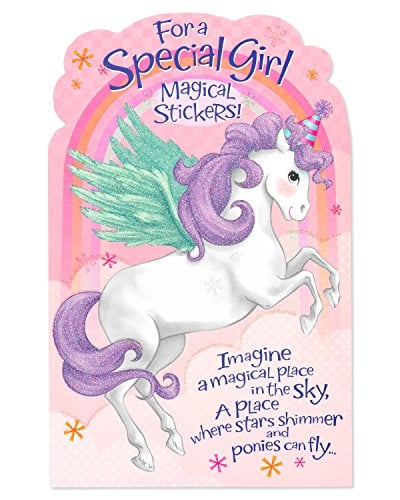 Book Cover American Greetings Birthday Card for Girl (Pegasus with Stickers)