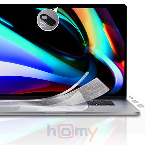 Book Cover Homy Full Protection for MacBook Pro 15 inch 2016-2019. Kit of 10: Keyboard Cover Ultra-Thin TPU, Touch Bar Cover, Trackpad Protector, 2X Webcam Cover, 5X Dust Plugs Accessories For Apple a1707, a1990