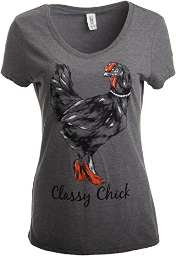 Book Cover Classy Chick | Funny, Cute Chicken Hen Humor Chiken V-Neck T-Shirt for Women