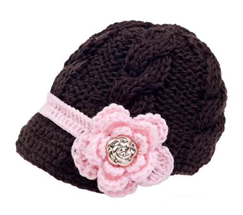 Book Cover zefen Handknit Newborn Toddler Baby Girls Crochet Knit Brim Cap Hat