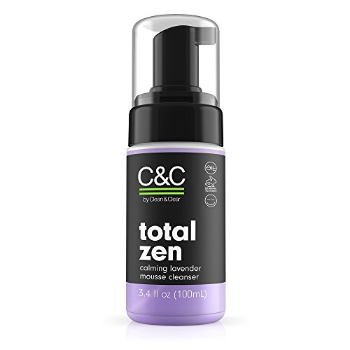 Book Cover C & C by Clean & Clear C&C by Clean & Clear Total Zen Calming Lavender Mousse Facial Cleanser to Remove Dirt Relaxing Oil-Free Face Wash for Sensitive Skin Not Tested on Animals 3.4 fl. oz